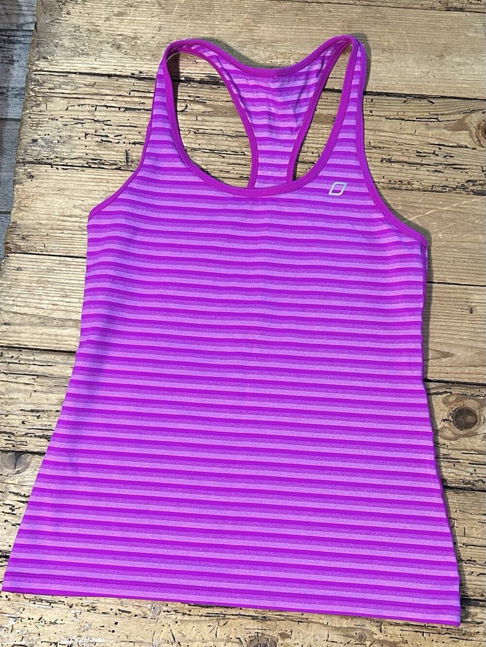 Lorna Jane Women’s Size S Fuschia Striped Racerback Tank EUC